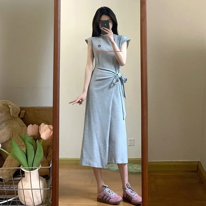 

Summer Postpartum Woman Nursing Dress Short Sleeve O-neck Front Split Elegnt Lady After Pregnancy Breastfeeding Dress Clothes