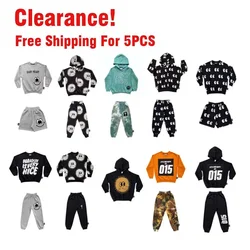 Clearance 2024 Autumn Children Sweaters Kids Girl Boy Sweatshirts Pant Set Toddler Hooded Hoodies Clothing 1-12Y Clothes