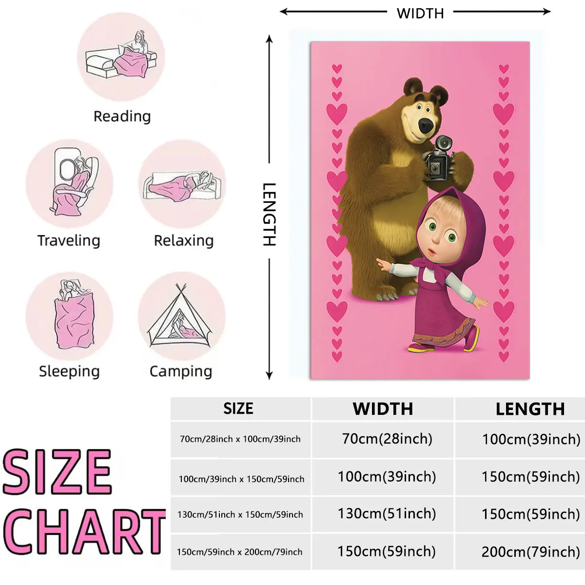1 قطعة مارثا والدب المطبوعة الفانيلا بطانية متعددة الحجم غطاء أريكة بطانية القيلولة بطانية لينة ومريحة آلة قابل للغسل #5