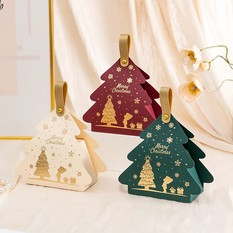 16PCS European American Style Christmas Candy Gift Box And Handbag Hot Stamping Packaging Bag For Holiday Present Packing