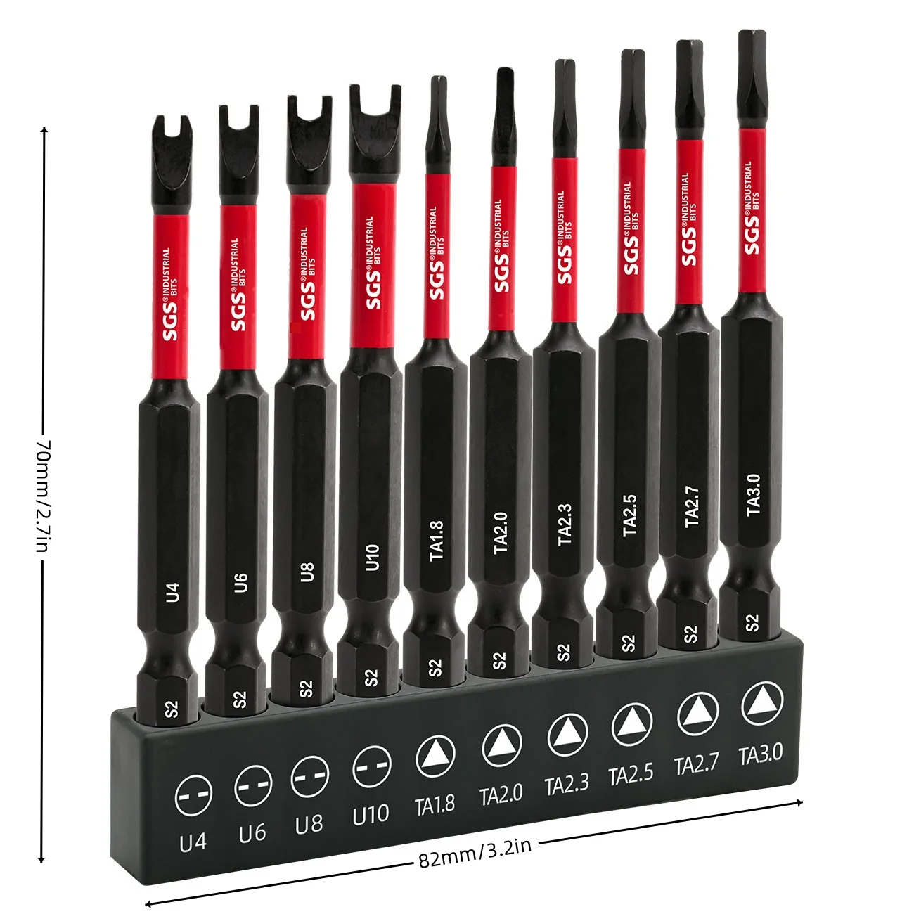 10-Piece Anti-Slip, Impact-Resistant, Strong Magnetic Screwdriver Bit Set, U-Shaped and Triangular, 70mm, Battery Not Included, Electric Screwdriver Bit Set