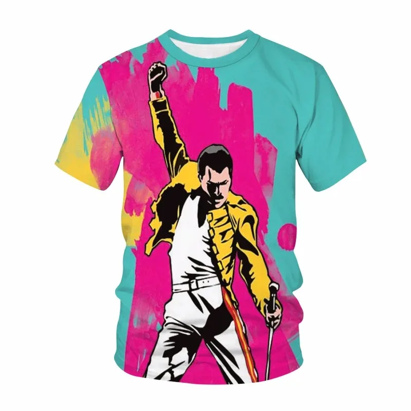 Freddie Mercury Queen MenT-shirts 3D Print Shirt Rock Gothic Retro Streetwear Summer Individualized hip-hop Oversized T-shirts