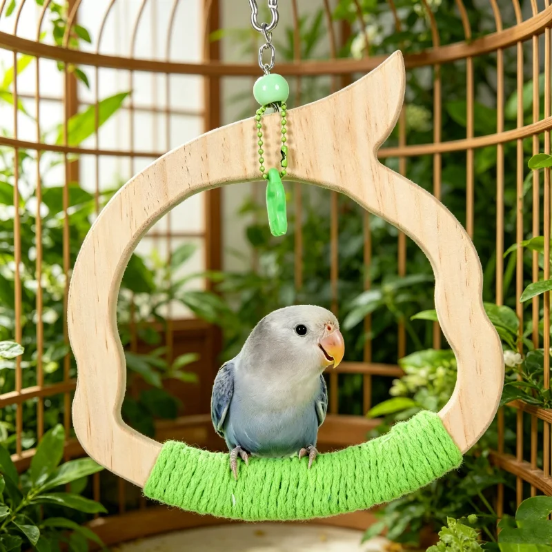 

Parrot Colorful Wooden Swing Hanging Ring Chew Bite Claw Toy Grinding For Budgie Lovebird Cockatiel Toy Birds Cage Accessories