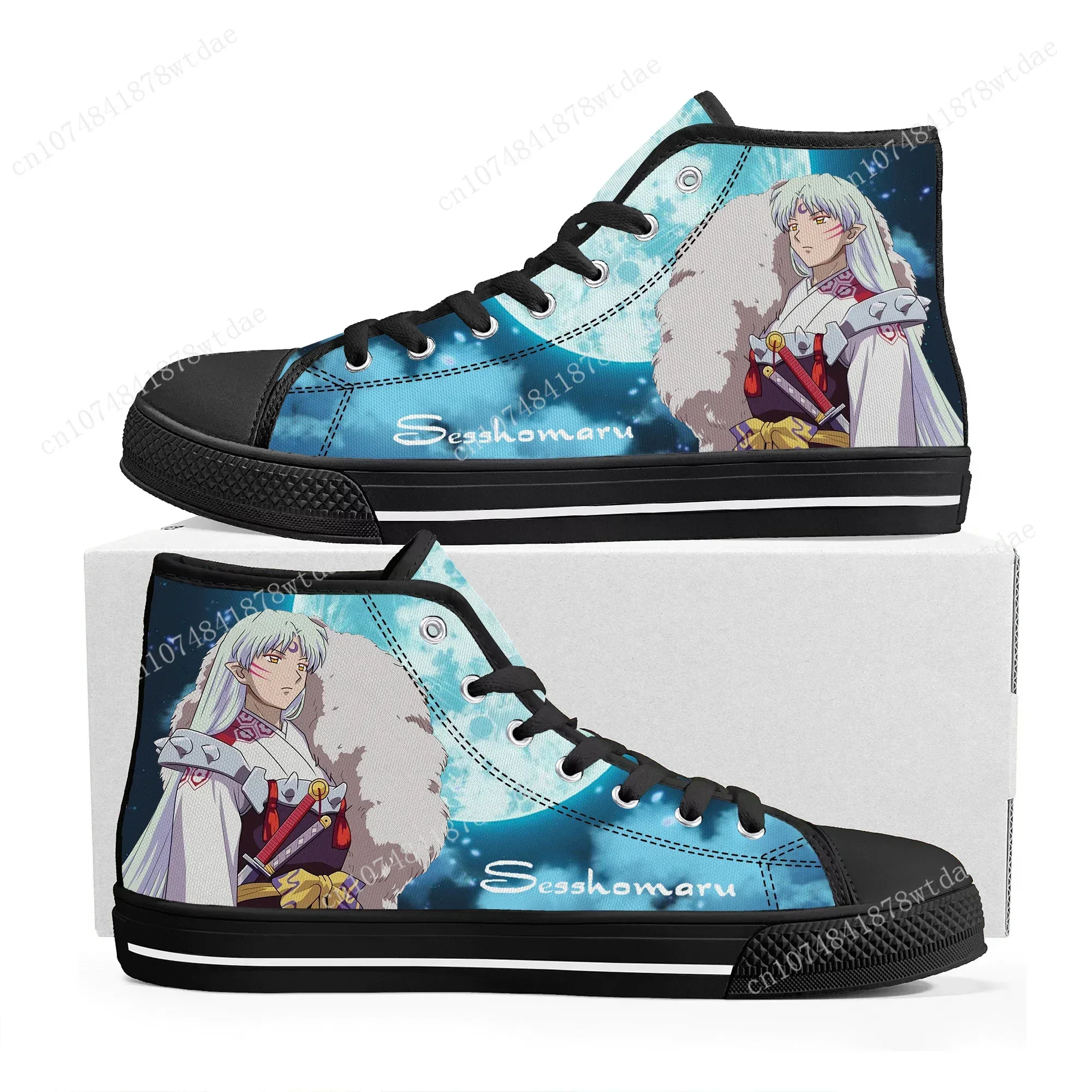 Sesshoumaru High Top Sneakers Mens Womens Teenager Inuyasha High Quality Canvas Sneaker Anime Cartoon Casual Custom Made Shoes