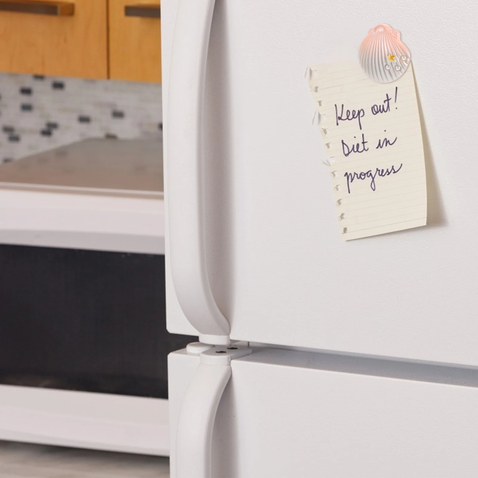 

Simulated Pearl Shell Fridge Accessories Grey Shell Theme Decorative Refrigerator Stickers Resin Craft Charm Durable