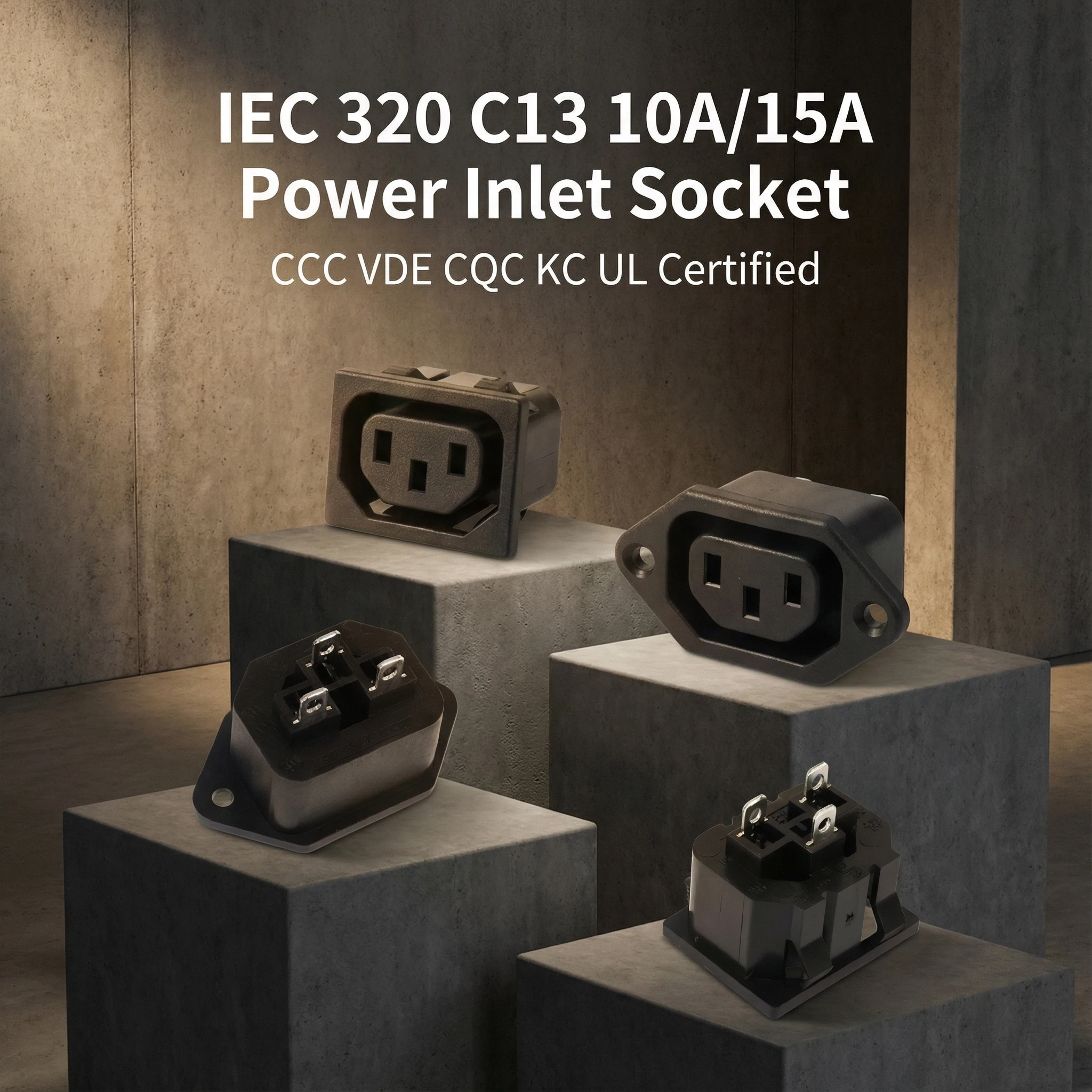 C13Female 10A/250V 3PIN AC IEC C13 C14 Inline Socket Plug Adapter Mains Power Connector Power Supply Output Outlet CCC UL VDE KC