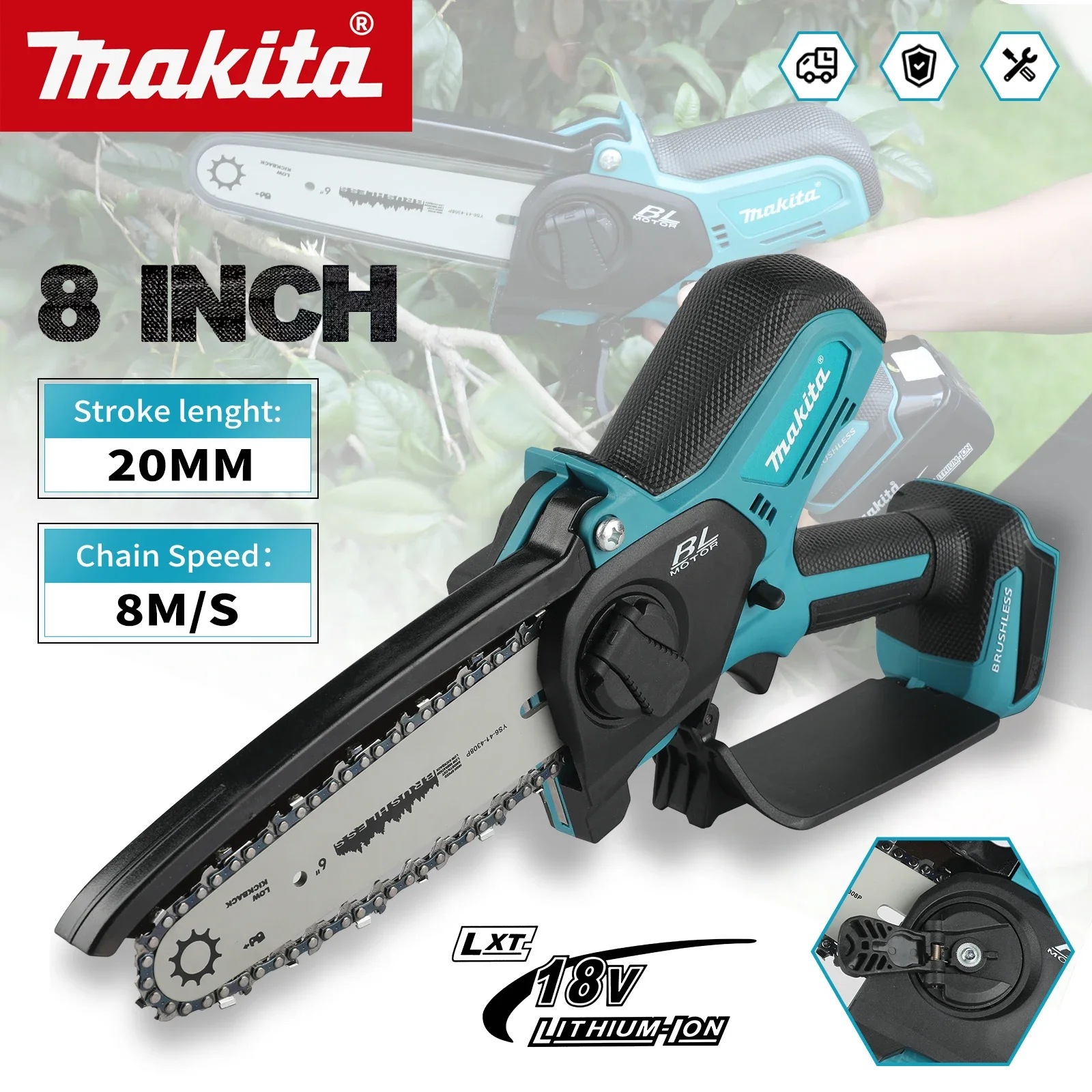 Makita Elektrowerkzeug Kettensäge 6 Zoll Handgeführte Tragbare Holzfäller-Kettensäge für Garten und Holzschneiden