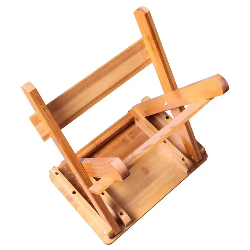 Bamboo Folding Stool for Shaving Shower Foot Rest, Outdoor Fishing Stool Folding Shower Seat, Fully Assembled 31.5cm Height