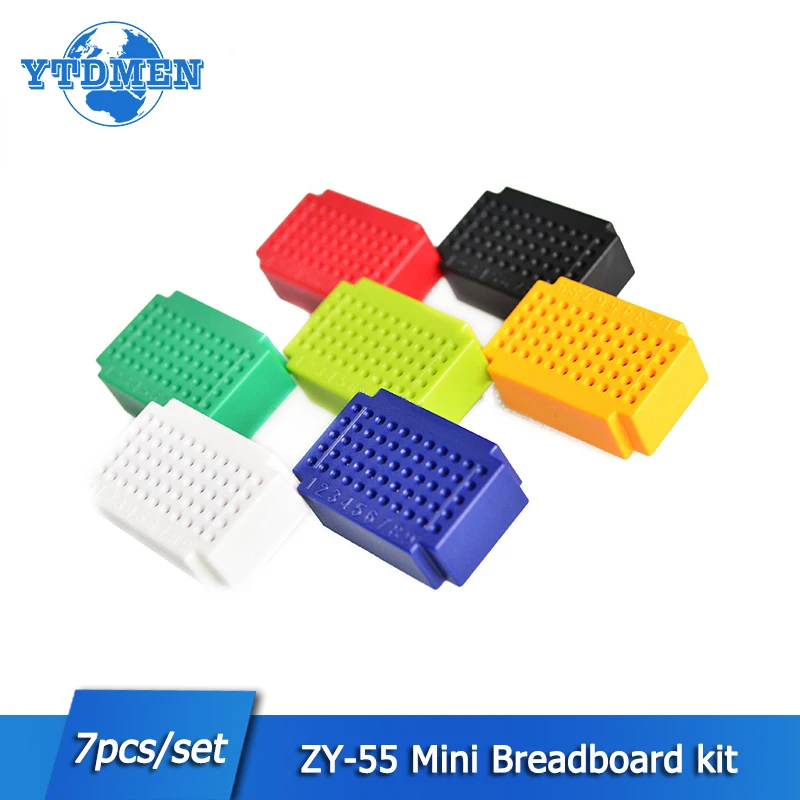 7pcs/set Breadboard Kit ZY-55 Mini Solderless Bread Board 7 ColorsTest Board PCB Boards, for Arduino