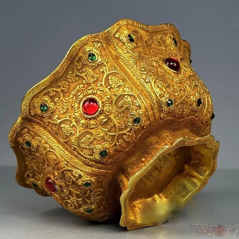 Imitation Qianlong Octagonal Gemstones Inlaid With Utensils Handmade Bowl Craft Ornament Chinese Style Decoration Bowl ZG255