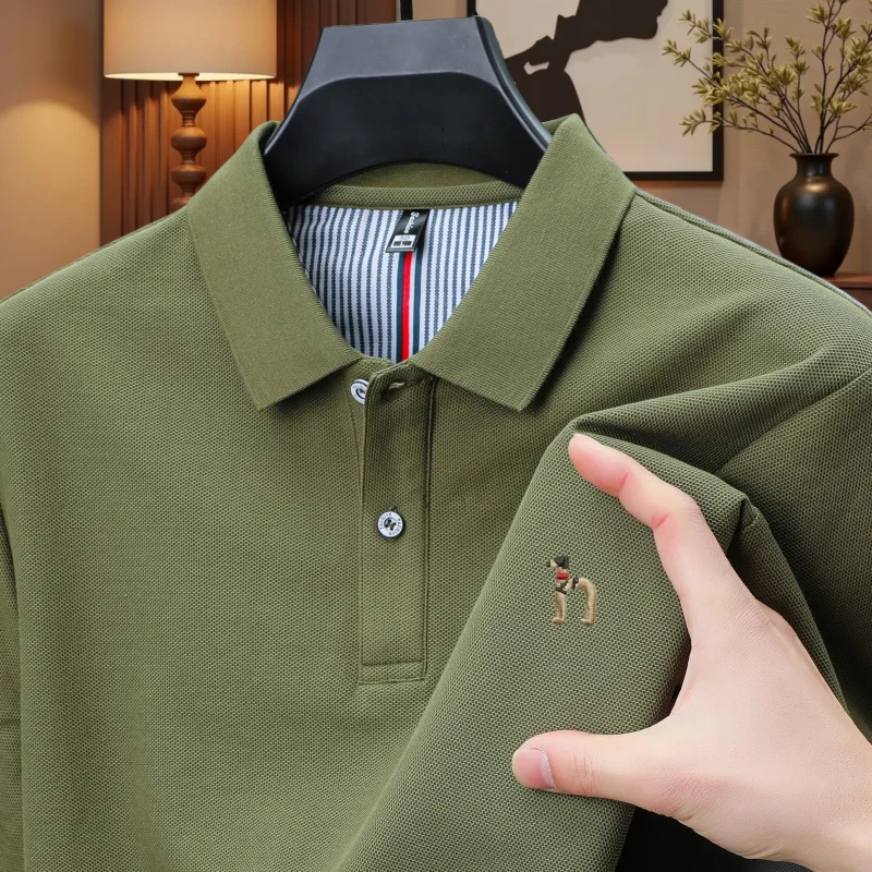 

Fashion brand 100% pure cotton summer exquisite cartoon dog embroidery polo shirt men's hot selling comfortable short sleeve top