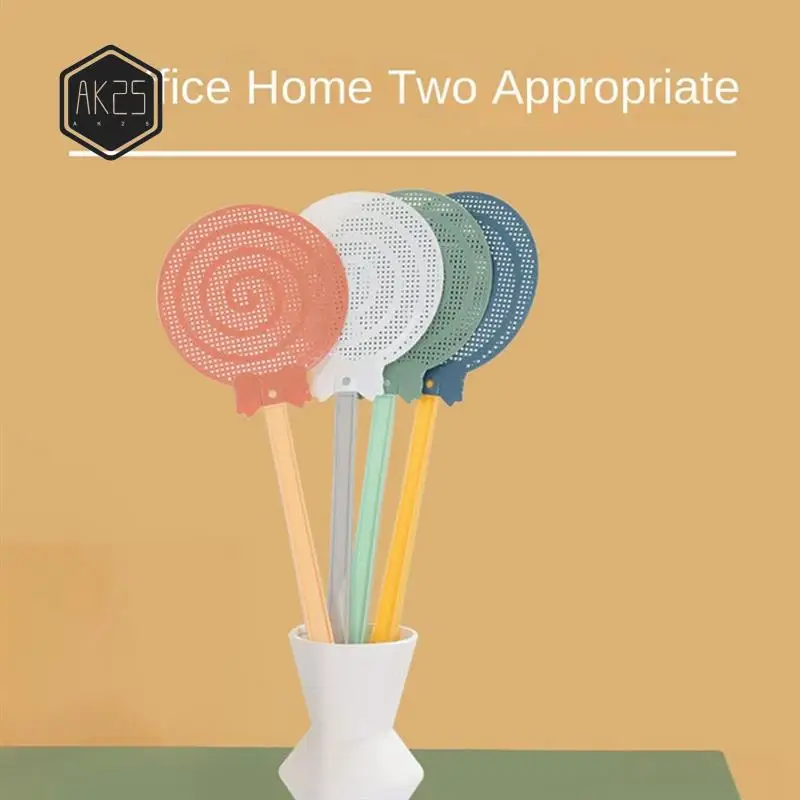 

AK25-Candy Color Fly Swatter Thickened Plastic Durables Mosquito Swatter Long Handle Mosquito Swatter Mosquito