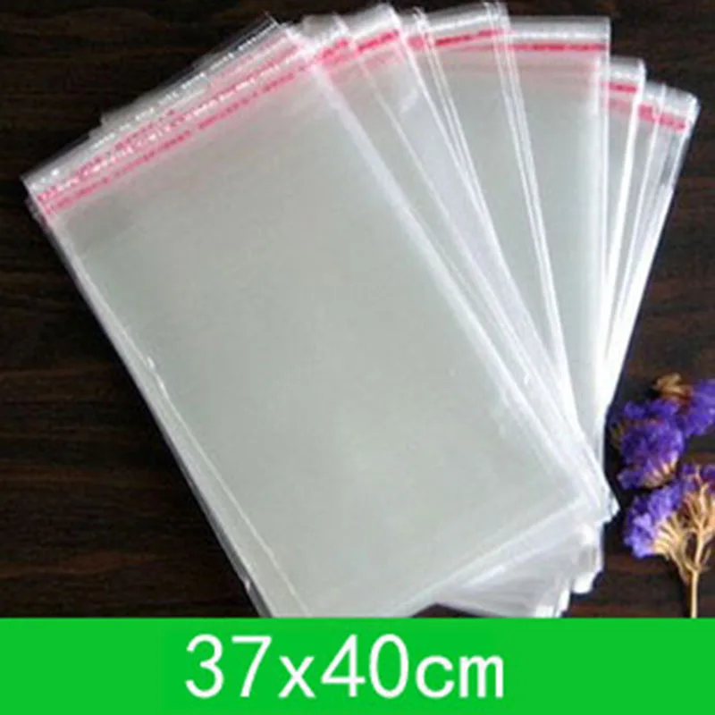 100pcs 37x40cm Clear Self Adhesive Seal Gift Packaging Bags Big Size OPP Poly Plastic Cellophane Resealable Packing Bag