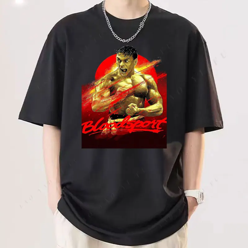 Camisa deportiva antigua para hombre, camiseta Bloodsport You Are Next Van Damme, Camiseta Vintage con cuello redondo de la película de los 1988, Camisa de algodón, ropa