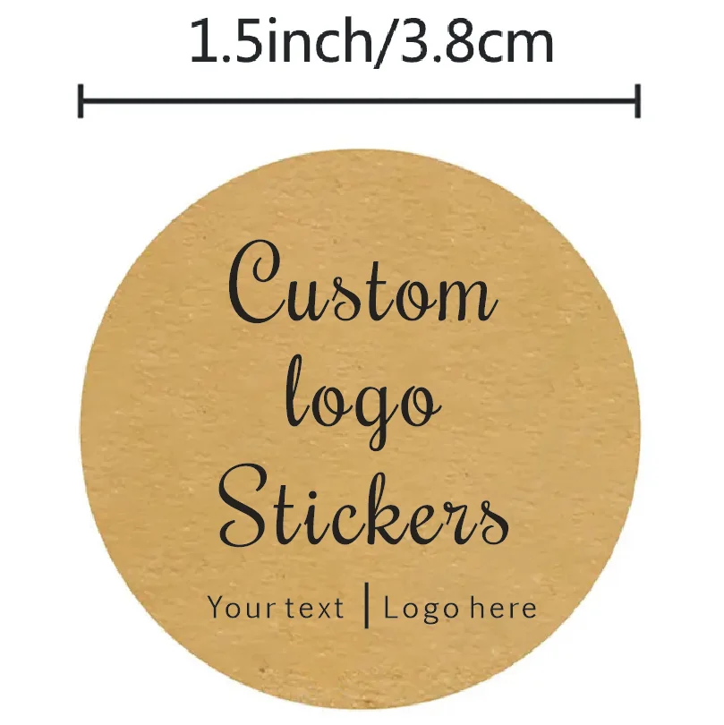 Round Kraft Paper Label Sticker Customize Text Logo Personalized Wedding Birthdays Hplodays Adhesive Sticker Handmade packing