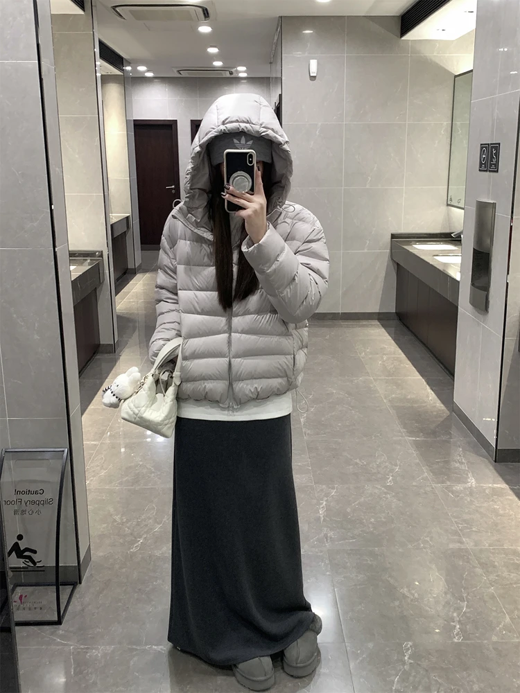 

Утепленная куртка с капюшоном из ткани Tee-Proof, 90% белый пух, повседневная, на молнии, теплая, для зимы