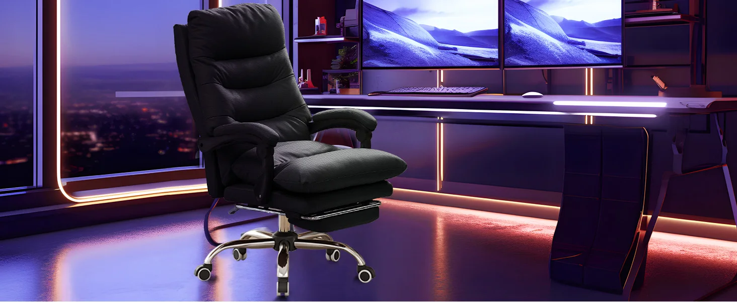 Ergonomischer Bürostuhl mit Verstellbarer Lendenwirbelstütze und Fußstütze - Schwenk- und Neigefunktion für Heim- und Geschäftsnutzung – Detail 6