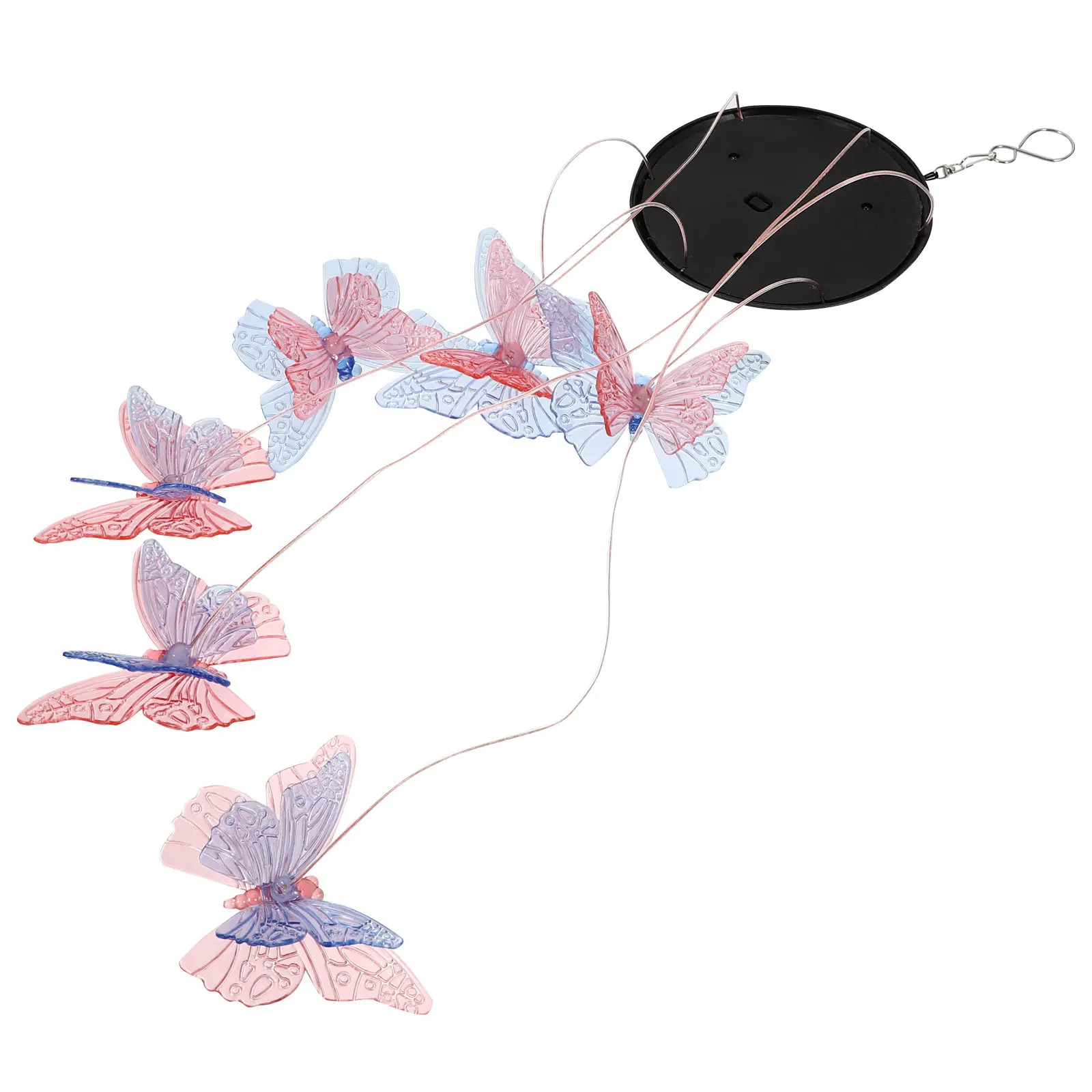 1Pcs Solar Wind Chime Butterfly Lamp Outdoor Garden Hanging Light Colorful LED Decorative Wind Bell for Lawn Yard Terrace