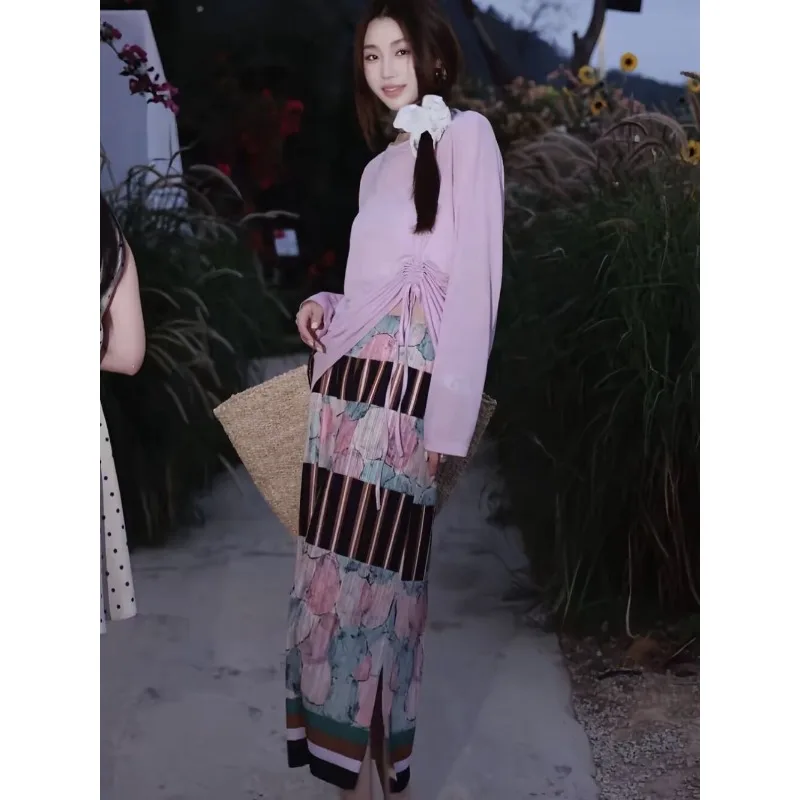 Miyake Pleated Original Print Skirt Plisse Design Summer 2026 New Pleats Jupe High-End Vacation Fold Loose Skirt Women Clothing