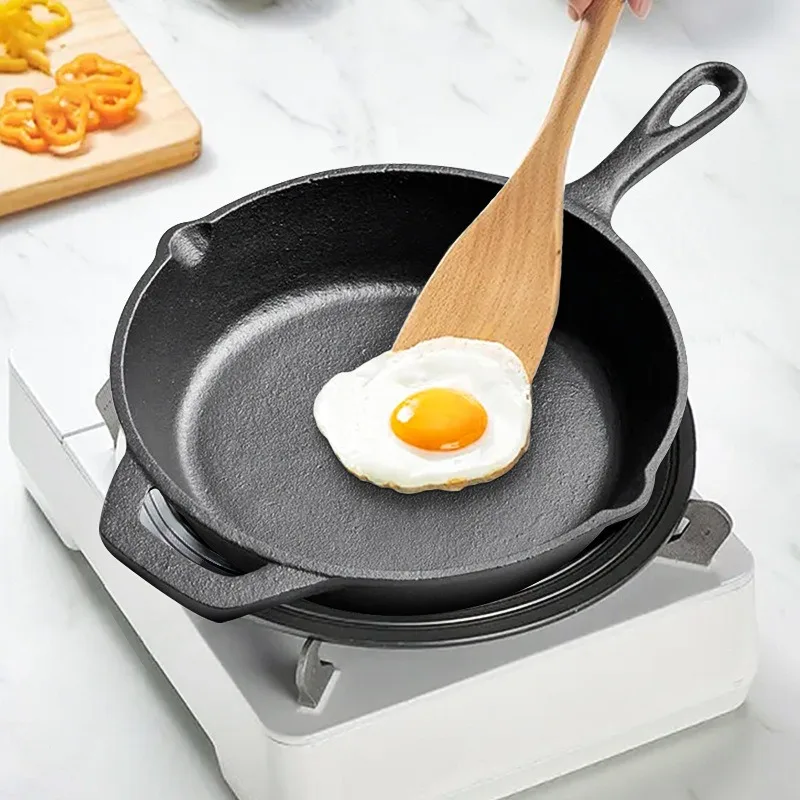 Iron Cast Pan Frying Egg Steak Skillet Cookers Pot Household Cookware For Omelet Sandwich Waffle Grill