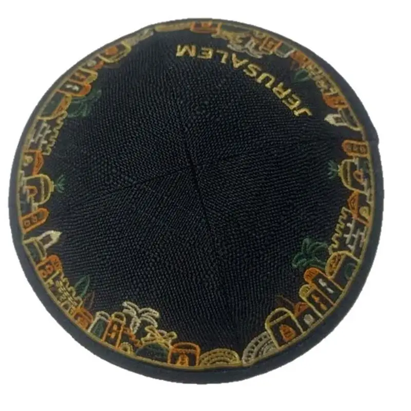 P9FE Faltbare ethnische runde Hut-Kippa-Kappe für Männer, Freizeit- und Outdoor-Kulturveranstaltung – Detail 5