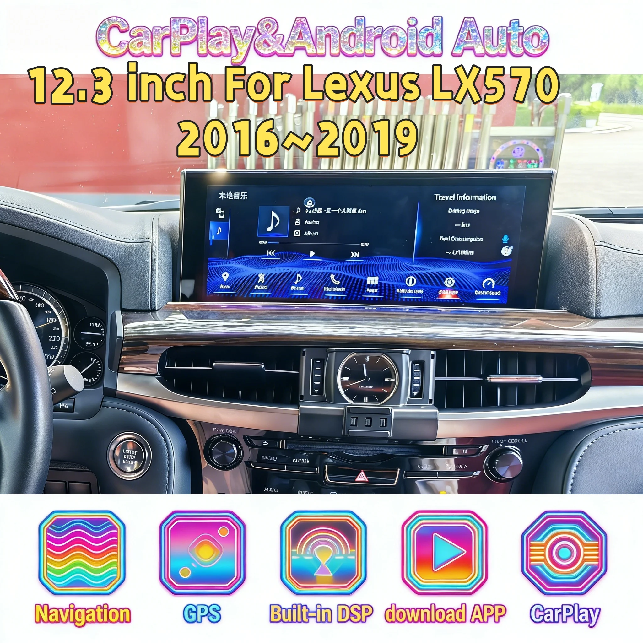 Android Multimedia Video Player For Lexus LX570 2016-2019 Wireless CarPlay Touchscreen With Original System Media 4G WIFI 12.3”