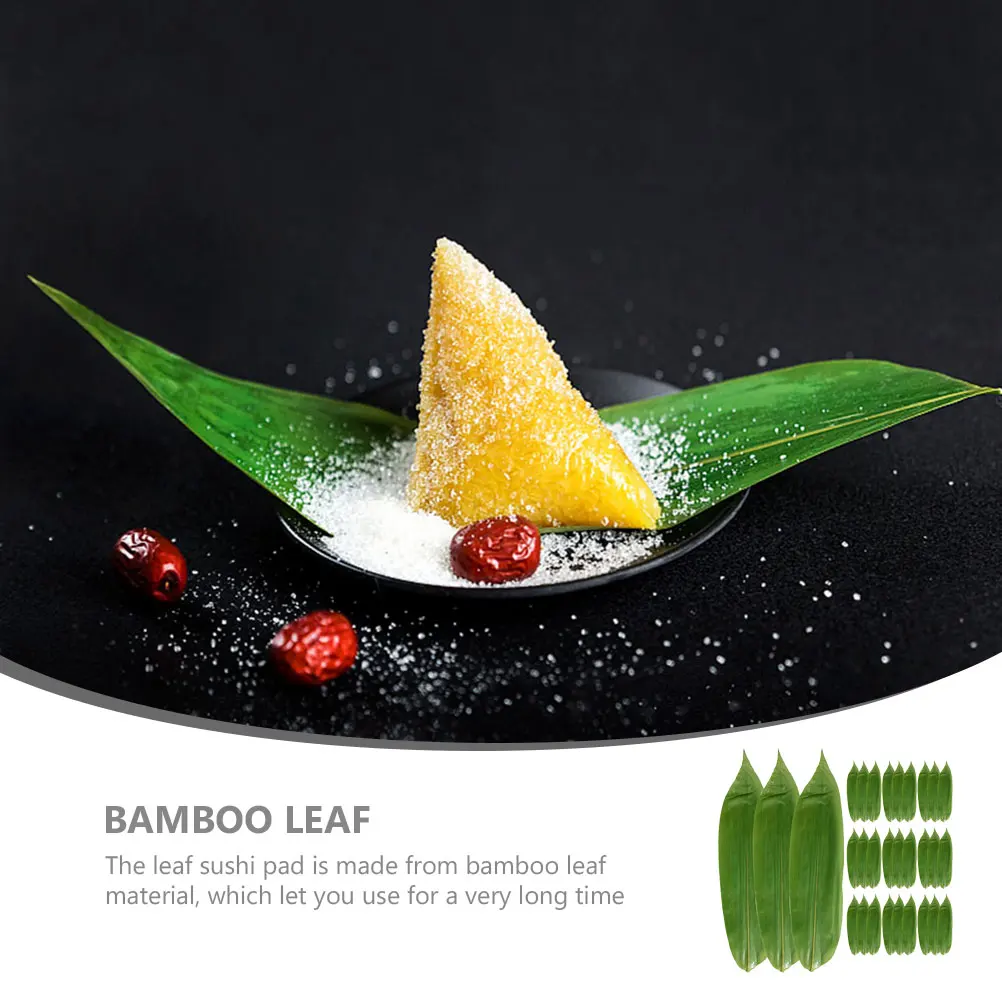 

100pcs Bamboo Leaf Arrangement 20x6CM Sushi Tray Ornaments Japanese Food Mat Sashimi Decor Kitchen Bar Accessories