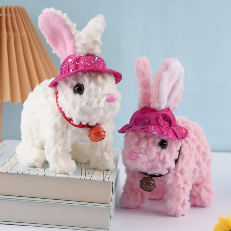 Interaktywny elektryczny pluszowy królik, który chodzi i mówi dla dzieci w wieku od 3 lat Miękka, realistyczna zabawka do zabawy