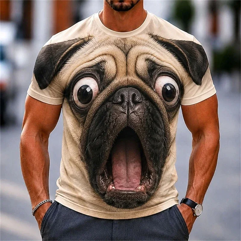 Herren-T-Shirt mit 3D-Druck Lustiger Überraschter Tiergesichter Schnelltrocknend Atmungsaktiv Große Größen Sport Casual Street Fashion Kurzarm – Detail 2