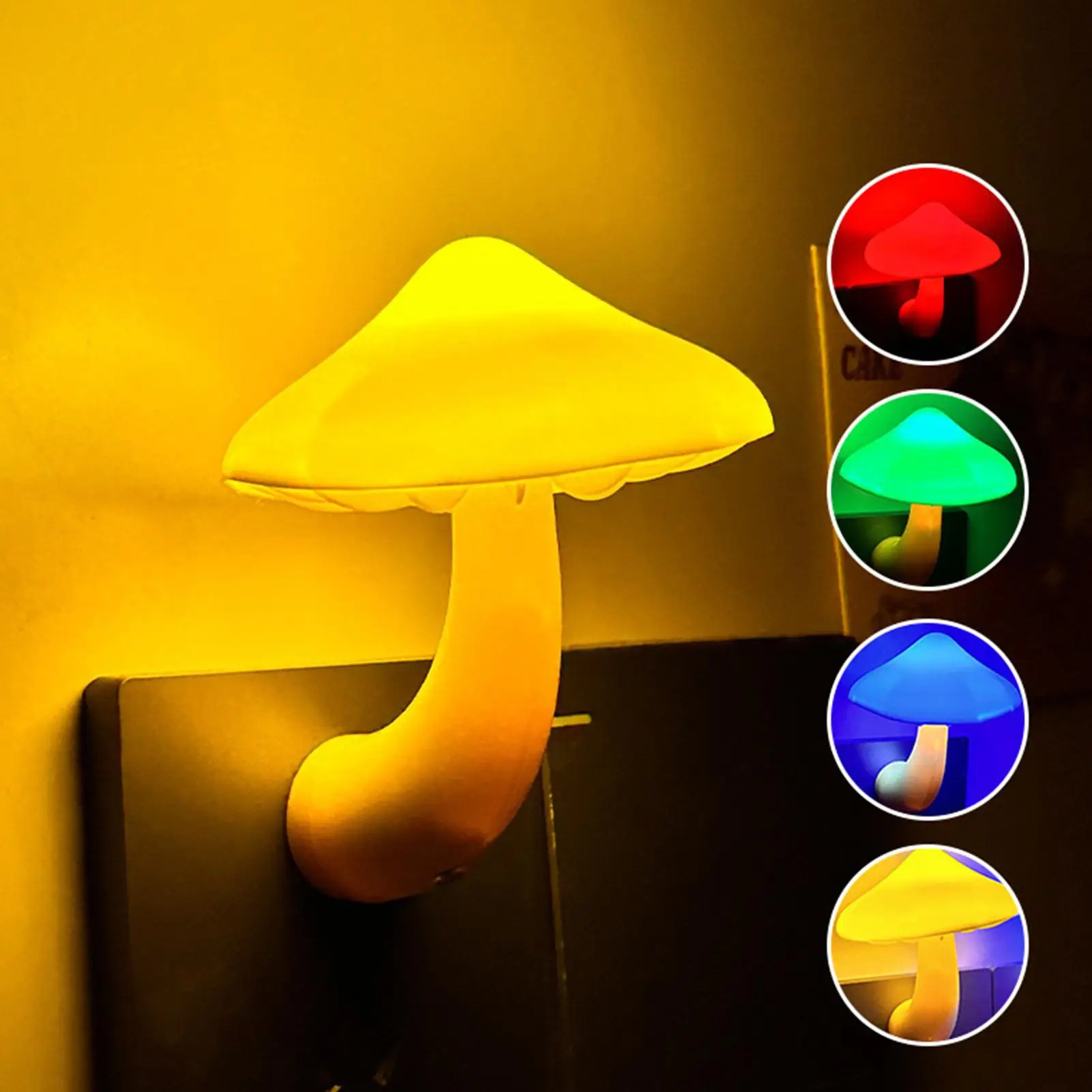 Mushroom Night Light LED Plug In Sensor Decoration Small Mushroom Light For Kids Bedroom Bathroom House Bedside Desk Wall Outlet