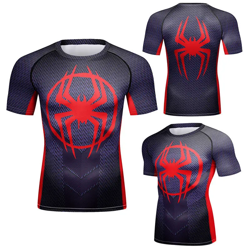 Boxing Anime Spiderman T Shirts Cartoon Rashguard MMA Compression T-shirt 3D Printed Bjj Kickboxing Jerseys Gym Sport Streetwear