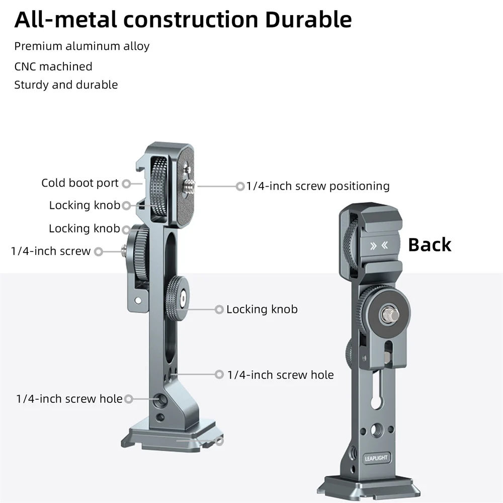 LEAPLIGHT Handheld Teleprompter Stand with Dual Phone Slots for DJI Pocket 3 Phone Tripod Live Streaming Screen Shooting Record