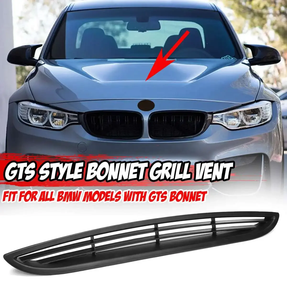 

GTS Style 2x Car Front Bonnet Grill Hood Vent Cover Air Outlet For BMW E90 E91 E92 E93 F10 F22 G20 G30 F30 F80 F82 F83 M3 M4 M5