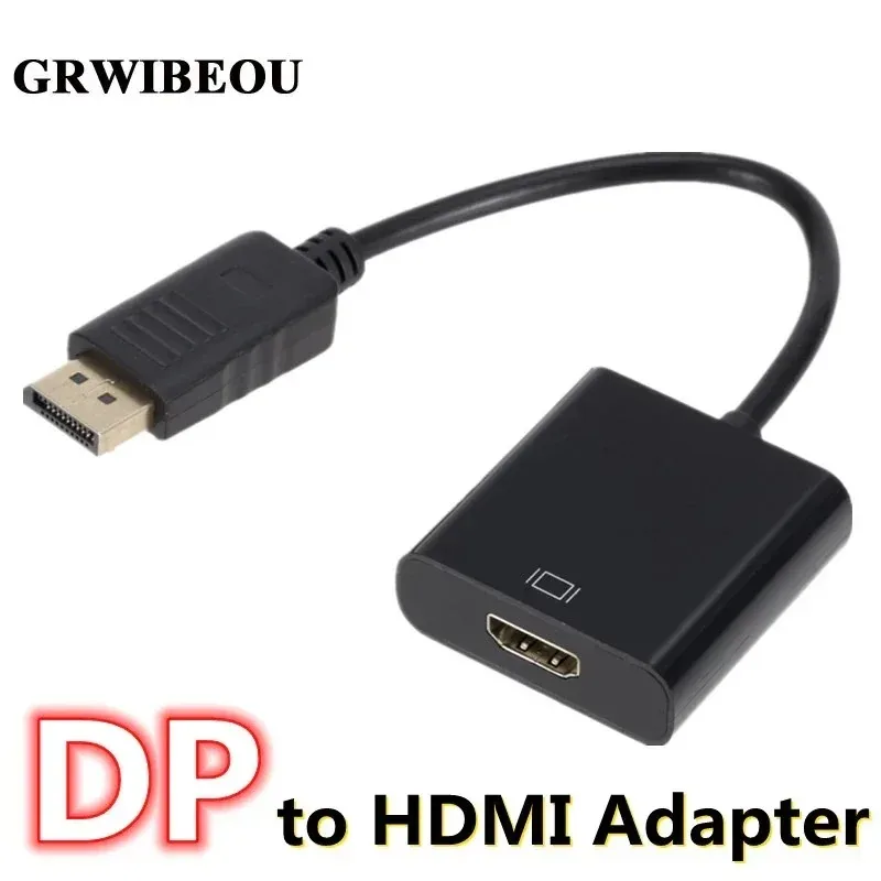 GRWIBEOU DP to HDMI-Compatible DP Male to HD Female Video Audio Converter for PC Laptop Projector Display Port to HD Adapter