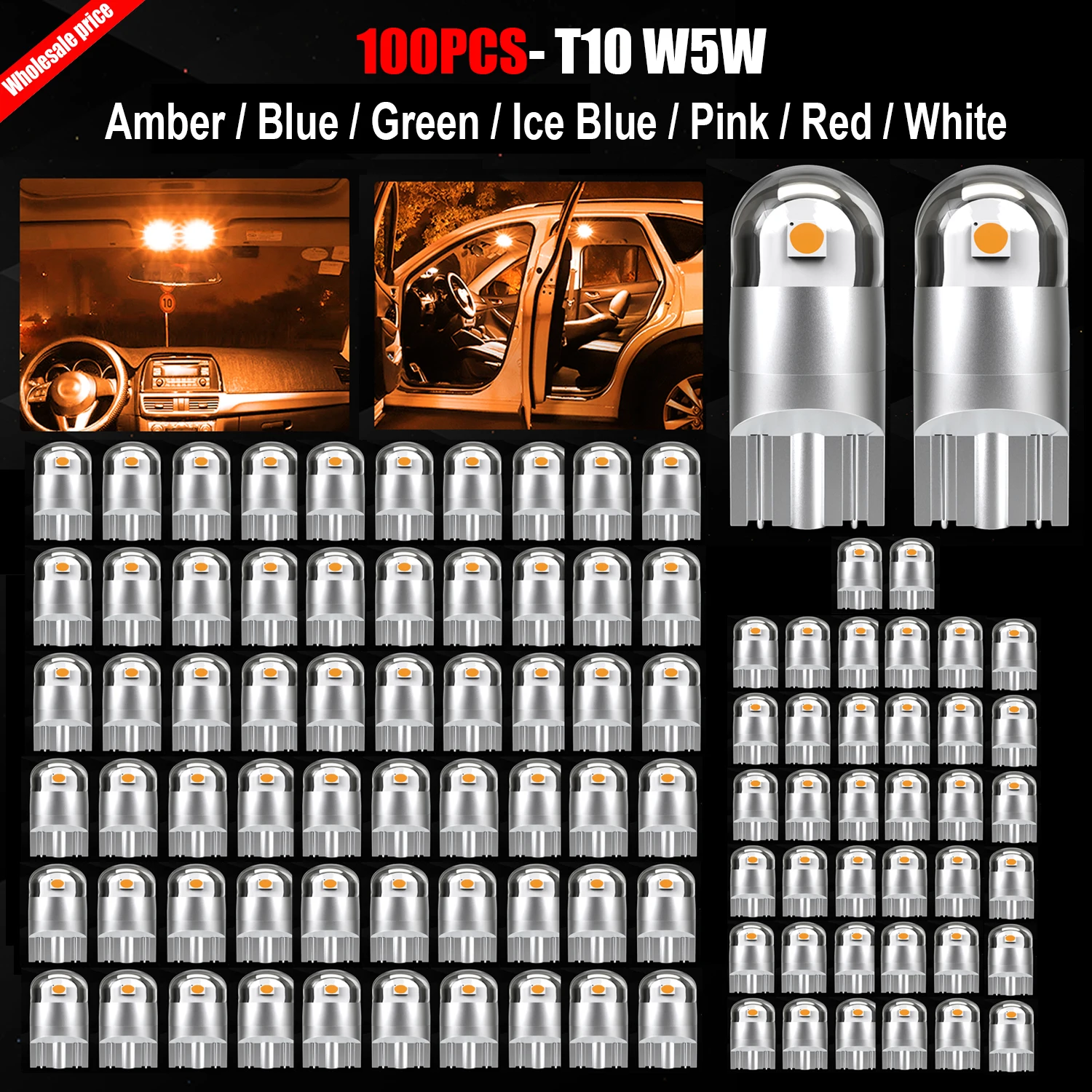 100X T10 W5W LED Door Light No Error Code For Chevrolet Trailblazer EXT Traverse TRAX Uplander V1500 Suburban Easy Installation