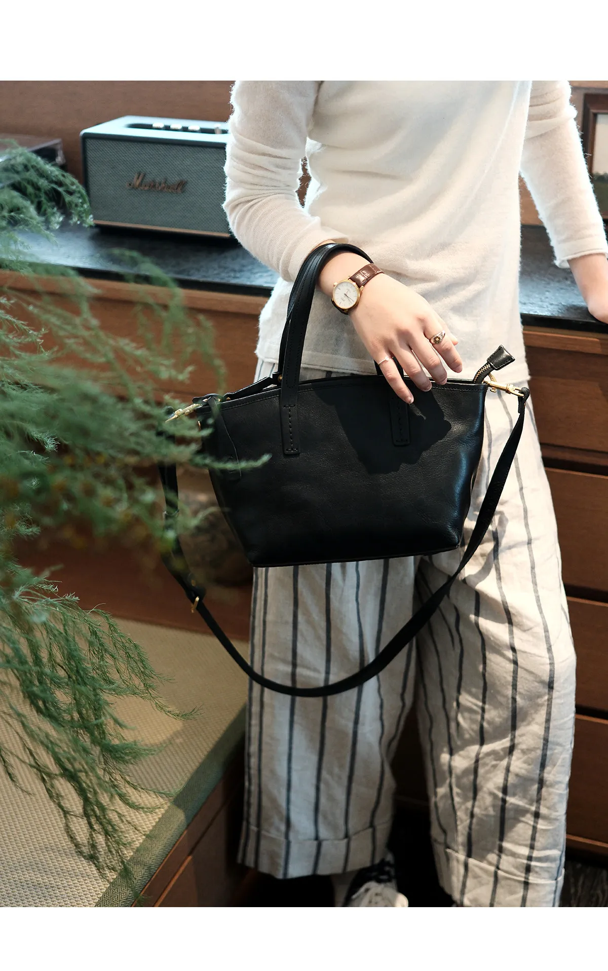 PNDME schlichte, modische Damen-Handtasche aus echtem Leder, Wochenend-Einkaufstasche, handgefertigt, aus Rindsleder der ersten Schicht, große Kapazität. – Detail 11