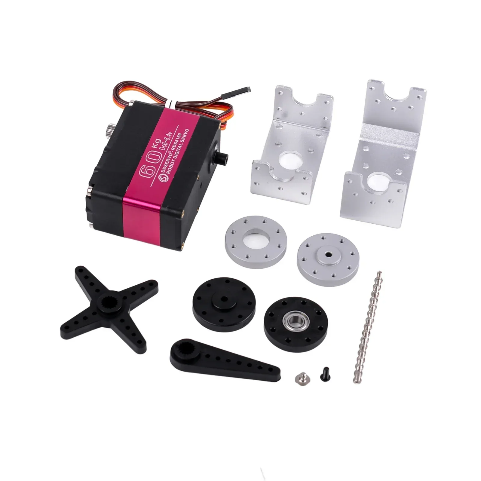 RDS5160 60kg Digital Robot RC Servo 180/270 Degree 7.4V High Torque Metal Gear 18T Servo Arm Horn U Shape bracket for DIY Robot