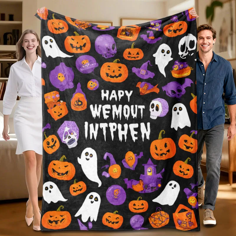 قطعة واحدة من بطانية اليقطين لشبح الهالوين، مناسبة لأسرة الأريكة والمكاتب والمزيد - للاستخدام في جميع المواسم