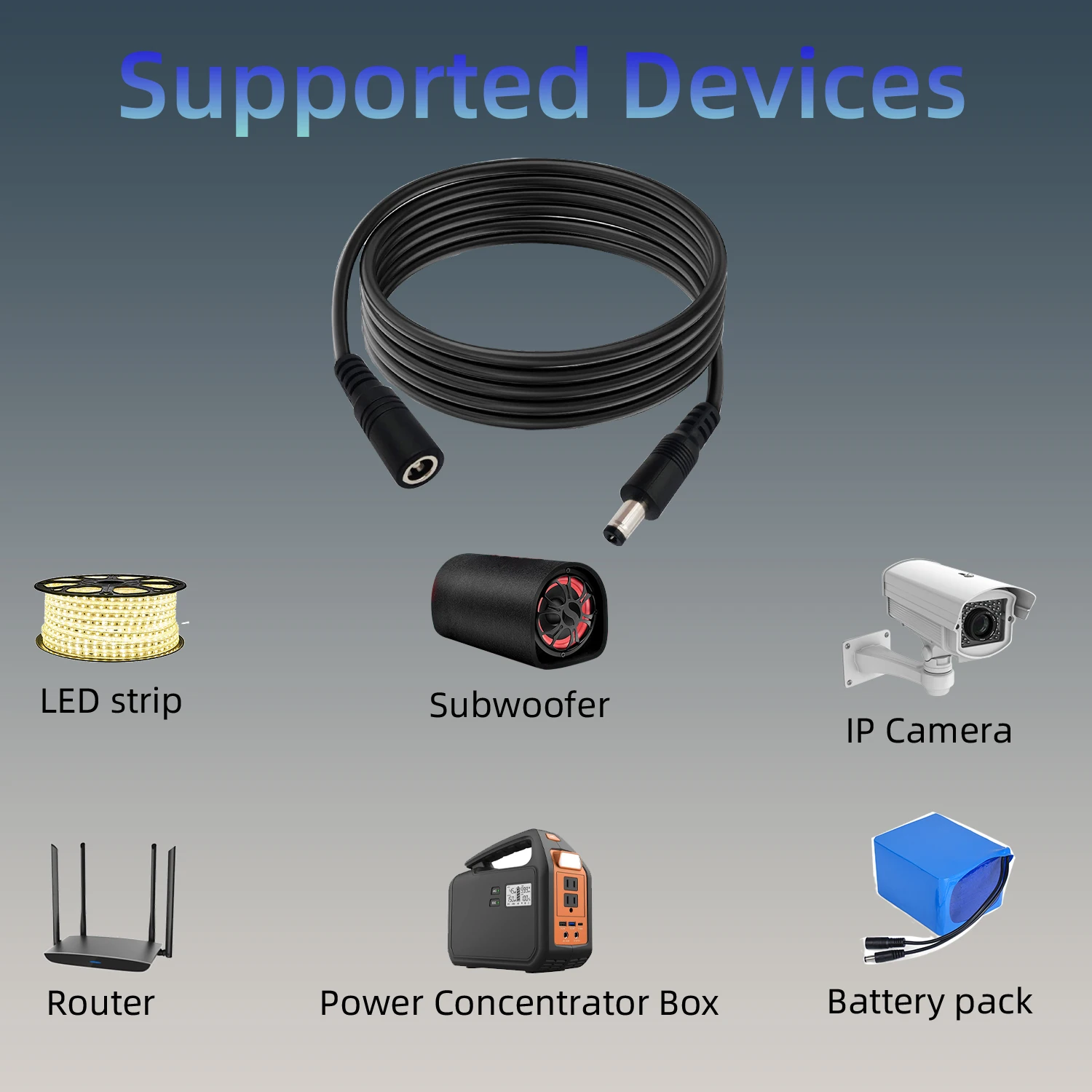 16AWG DC Power Cable DC5.5x2.1mm Male and Female Extension Cables for 12V-24V Security Surveillance Camera/Solar Panel DC Cable