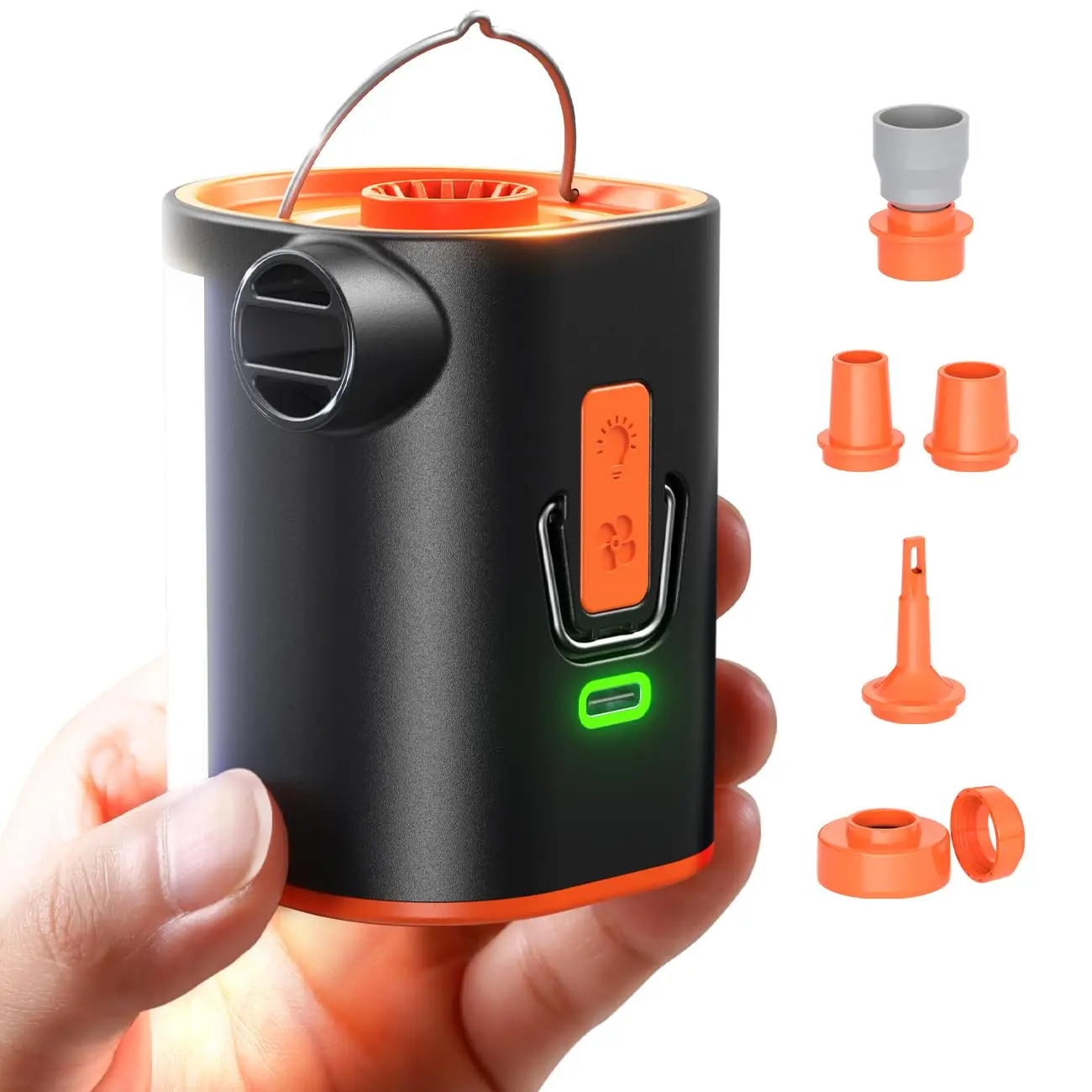 Air Pump for Inflatables, 3600 mAh Battery & Camping Light Portable Air Pump, 4.8kPa Ultra-Fast and Mini Electric Air Mattress P