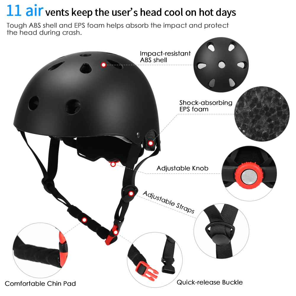 Kids 7 in 1 Helmet and Pads Set Adjustable Kids Knee Pads Elbow Pads Wrist Guards for Scooter Skateboard Roller Skating Cycling