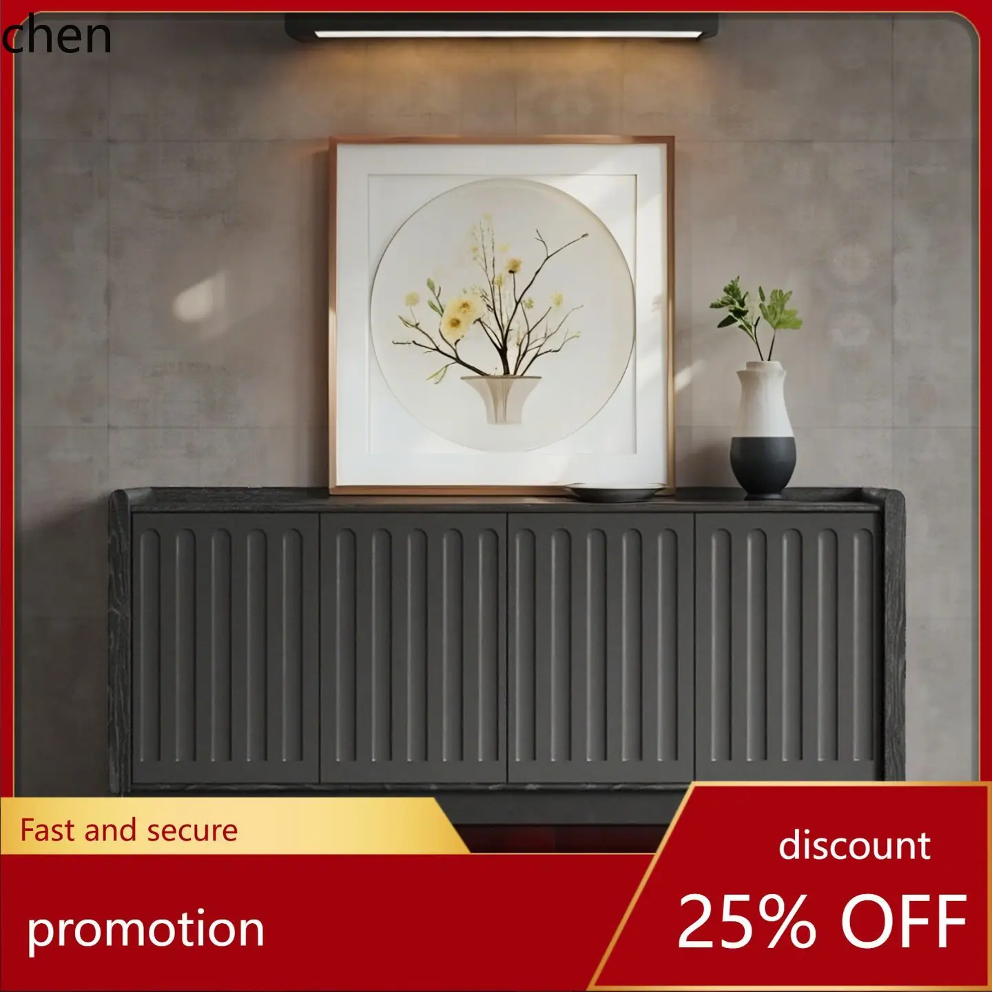 

HT Lacquer Sideboard Cabinet Modern Minimalist Living Room Storage Organizer Shelf Home Wall-Mounted Entryway Wine Cabinet