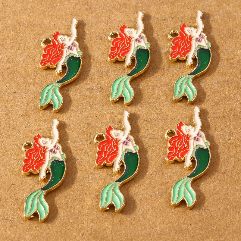 10pcs Pretty Enamel Marine life Mermaid Charms Pendants for Earrings Necklaces DIY Handmade  Jewelry Accessories Supplies