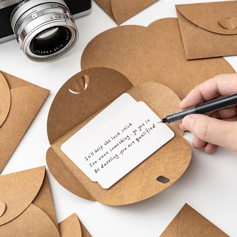 Bview Art 50 Pcs Vintage Love Letter Set with Heart Clasp, Kraft Envelopes & Paper for Couples
