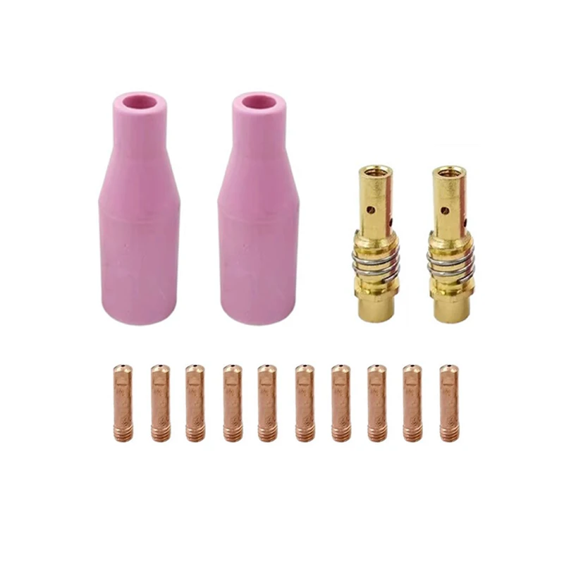 14Pcs MB 15AK Tip Holder Ceramic Nozzle Contact Tips Gas Welding Torch Consumables 0.8mm/1.0mm/1.2mm MIG MAG