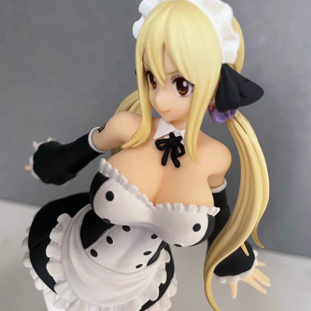 16cm Lucy Heartfilia Anime Figure Virgo Standing Maid Dress Model Action Figure Sexy Double Ponytail Statue Doll Decor Ornaments