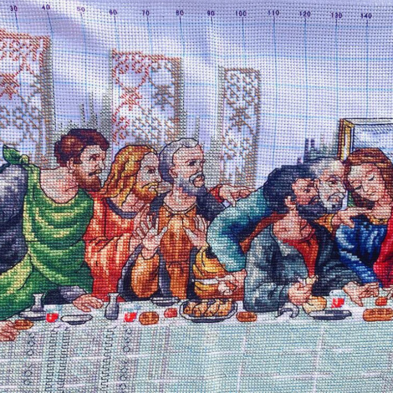 Hand-embroidered Cross Stitch finished  The Last Supper Twelve Apostles Character Living Room Decorative Painting