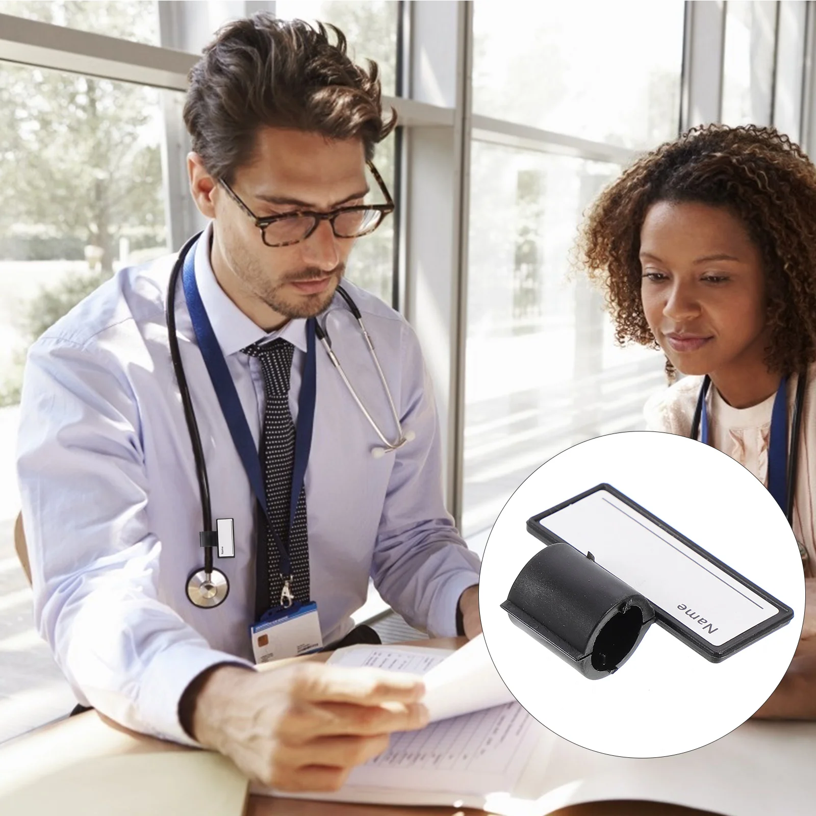 

1Set Stethoscope Name Labels Durable Write-on Plastic Two-Side Name Tags Practical Multipurpose Marking Identification Cards