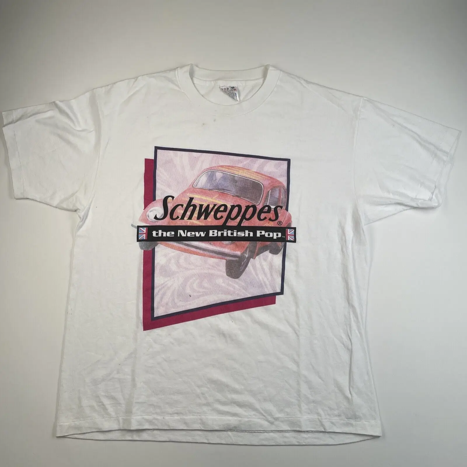 Vintage 90S Schweppes T Shirt Size Xl Car The New British Pop