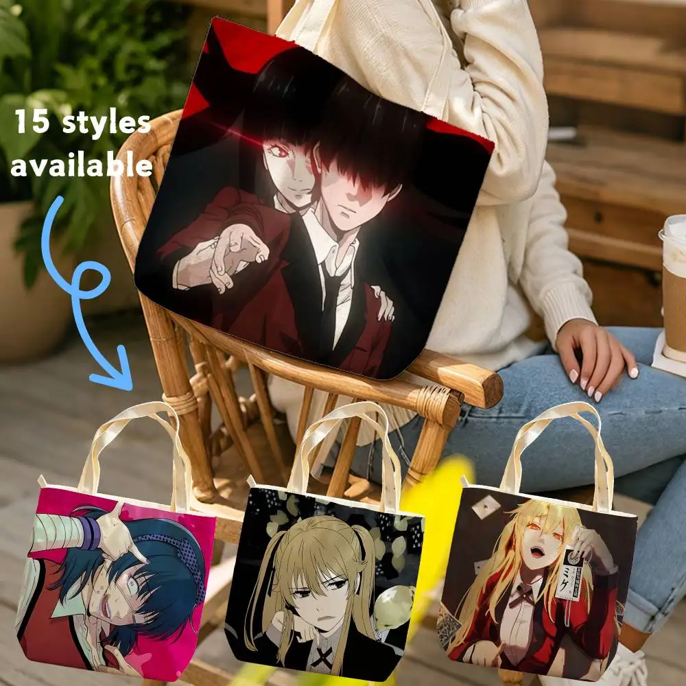 K-Kakegurui Anime Y-Yumeko Jabami Waterproof Lined Canvas bags suitable for going to class, shopping, gifts, and commuting